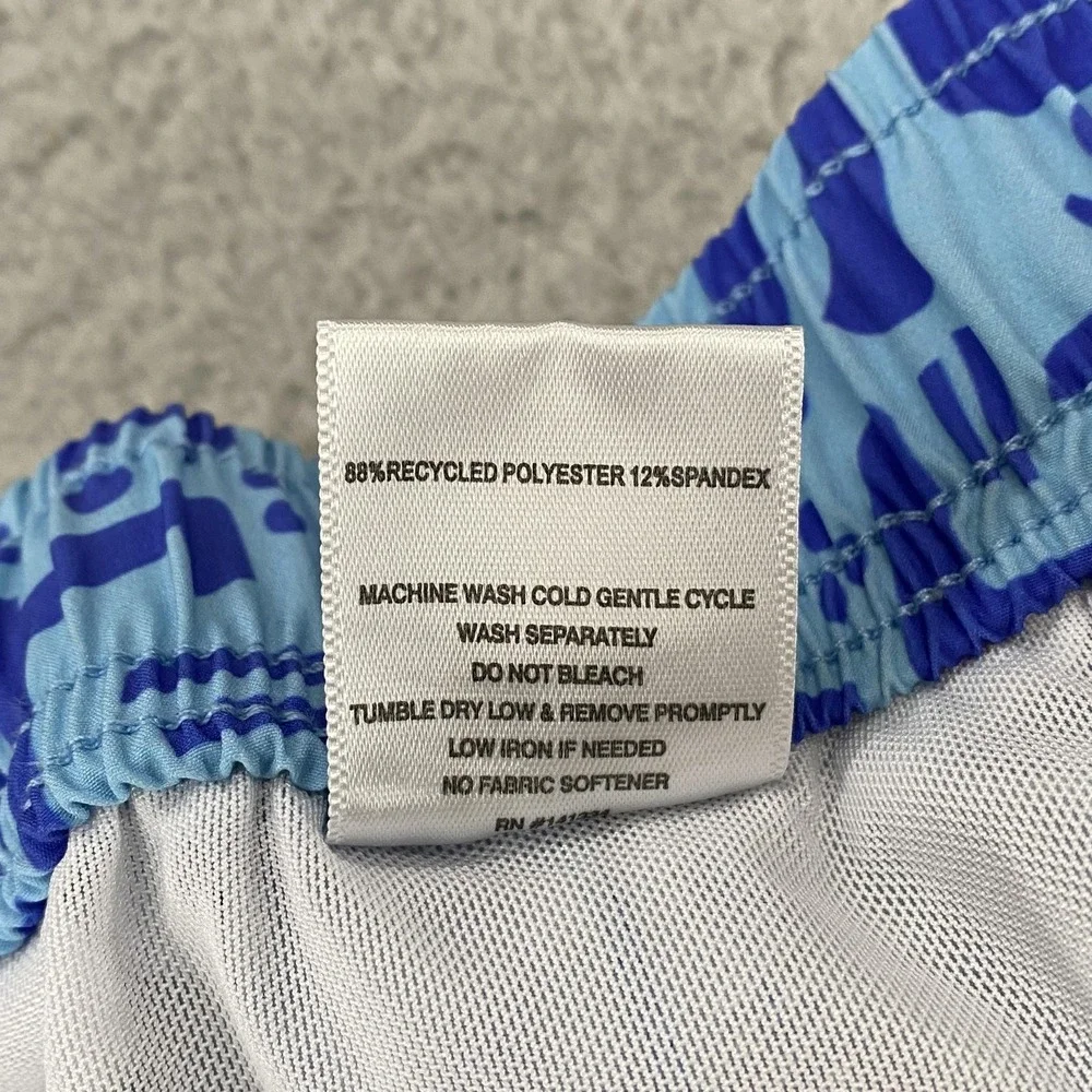 Bearbottom Swim Shorts Mens Small Blue Abstract‎ Print 5.5 Inseam Lined Trunks